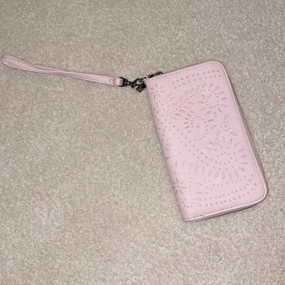 Pink Engraved-Patterned Wristlet/Wallet